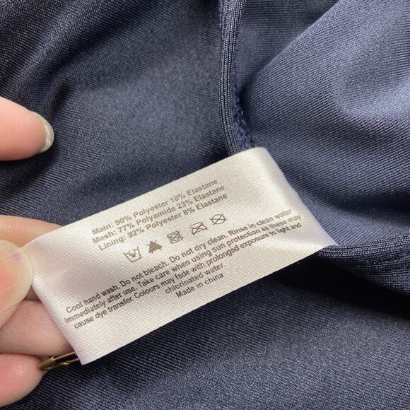 NEW Wolf & Whistle One Piece Swimsuit Wrap V Neck Navy Blue Women Size Large - Picture 8 of 8